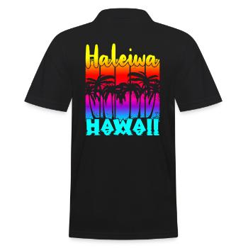 Haleiwa Hawaii - Männer Poloshirt - Schwarz - Hinten - Kai (181cm)