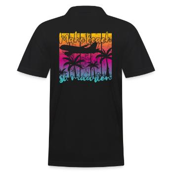 Maho Beach St. Maarten - Männer Poloshirt - Schwarz - Hinten - Kai (181cm)