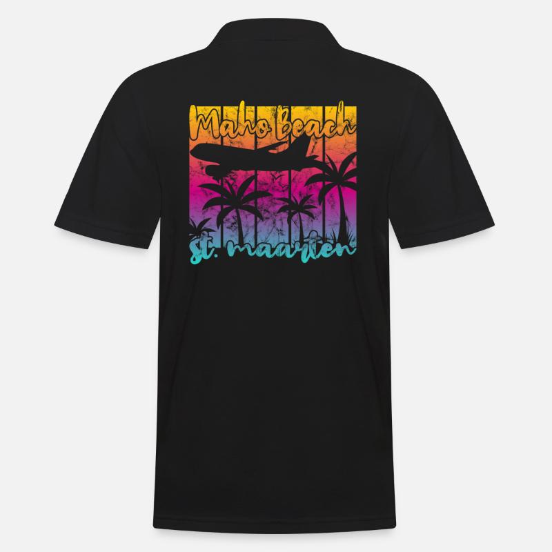 Maho Beach St. Maarten - Männer Poloshirt - Schwarz