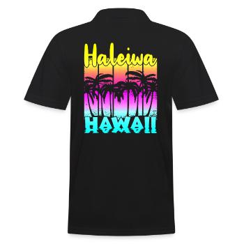 Haleiwa Hawaii - Männer Poloshirt - Schwarz - Hinten - Kai (181cm)