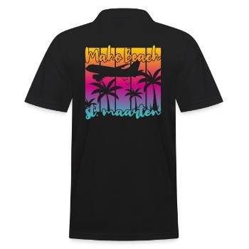 Maho Beach St. Maarten - Männer Poloshirt - Schwarz - Hinten - Kai (181cm)