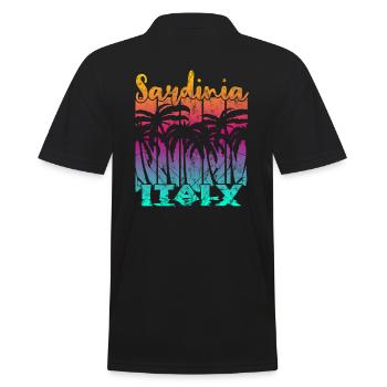 Vintage Sardinia Italy Sonnenuntergang - Männer Poloshirt - Schwarz - Hinten - Kai (181cm)