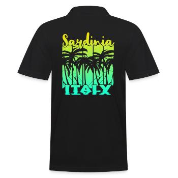 Vintage Sardinia Italy Sonnenuntergang - Männer Poloshirt - Schwarz - Hinten - Kai (181cm)