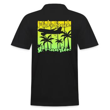 Maho Beach St. Maarten - Männer Poloshirt - Schwarz - Hinten - Kai (181cm)