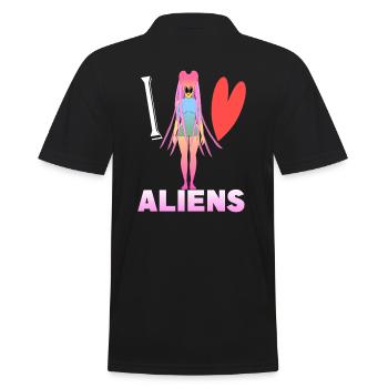I love aliens - Men's Polo Shirt - black - Back - Kai (181cm)