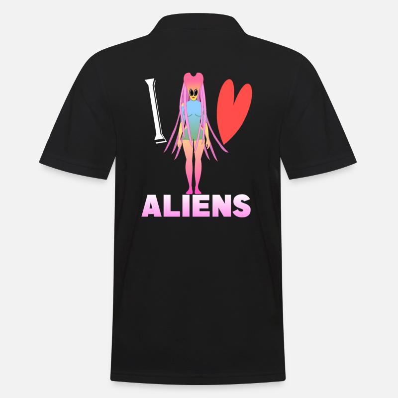Ich liebe Aliens - Männer Poloshirt - Schwarz