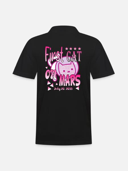 First Cat on Mars - Men's Polo Shirt - black