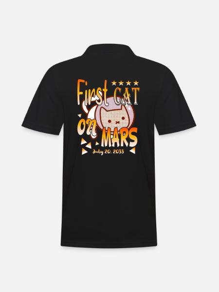First Cat on Mars - Men's Polo Shirt - black