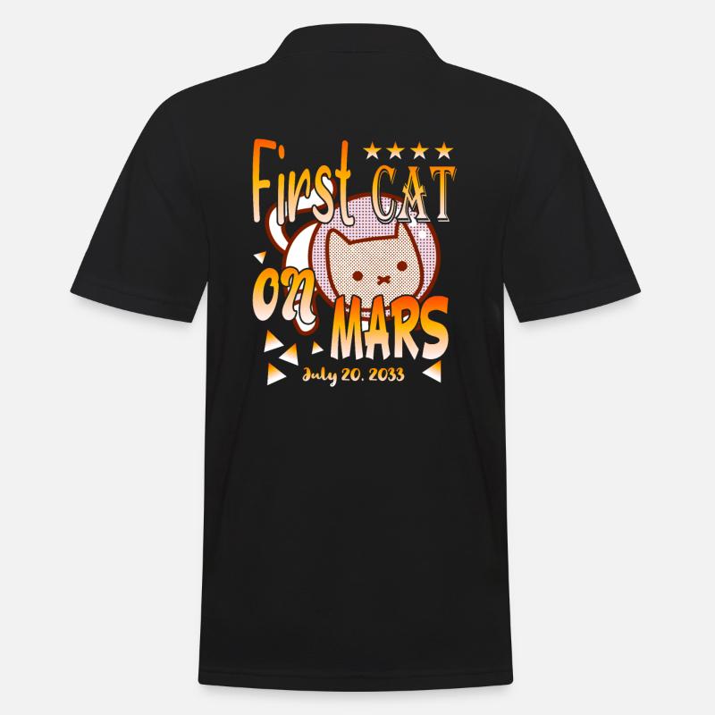 First Cat on Mars - Men's Polo Shirt - black