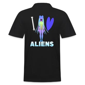 I love aliens - Men's Polo Shirt - black - Back - Kai (181cm)
