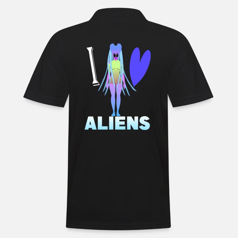 Ich liebe Aliens - Männer Poloshirt - Schwarz