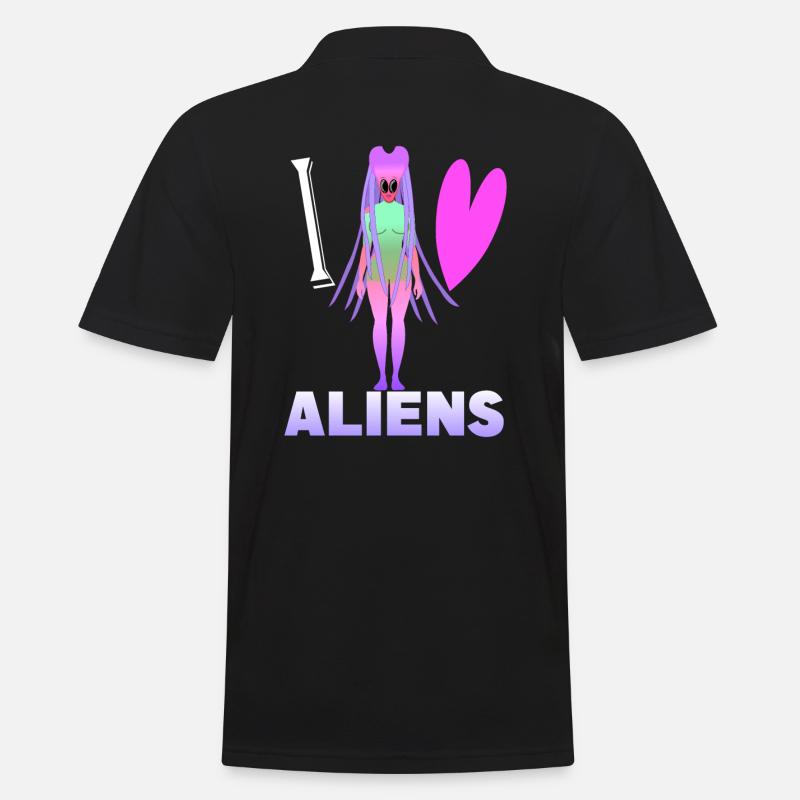 Ich liebe Aliens - Männer Poloshirt - Schwarz