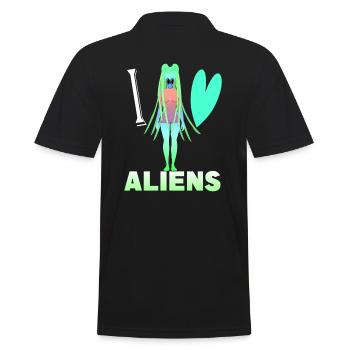 I love aliens - Men's Polo Shirt - black - Back - Kai (181cm)