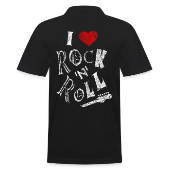 J'aime le rock 'n' roll rockabilly rock and roll heart - Polo Homme - noir - Dos - Kai (181cm)