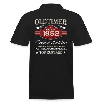 Oldtimer Vintage Baujahr 1952 - Opa 72. Geburtstag - Männer Poloshirt - Schwarz - Hinten - Kai (181cm)
