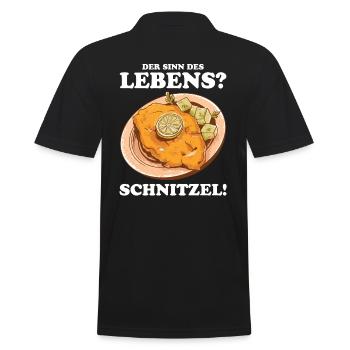 Schnitzel Essen ist der Sinn des Lebens - Männer Poloshirt - Schwarz - Hinten - Kai (181cm)