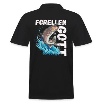 Forellen Gott - Männer Poloshirt - Schwarz - Hinten - Kai (181cm)