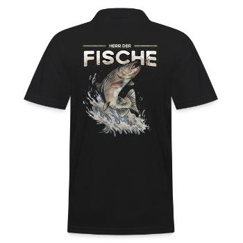 Herr der Fische - Angeln und Fischen - Männer Poloshirt - Schwarz - Hinten - Kai (181cm)