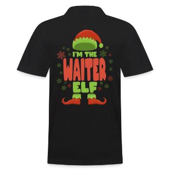 Kellner Weihnachtself - Männer Poloshirt - Schwarz - Hinten - Kai (181cm)