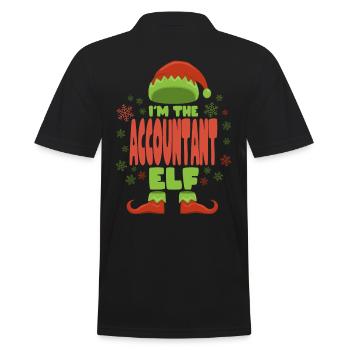 Buchhalter Weihnachtself - Männer Poloshirt - Schwarz - Hinten - Kai (181cm)