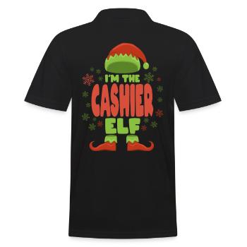 Kassierer Weihnachtself - Männer Poloshirt - Schwarz - Hinten - Kai (181cm)