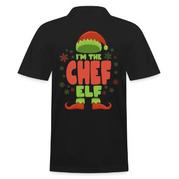 Chefkoch Weihnachtself - Männer Poloshirt - Schwarz - Hinten - Kai (181cm)