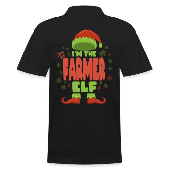 Landwirt Weihnachtself - Männer Poloshirt - Schwarz - Hinten - Kai (181cm)