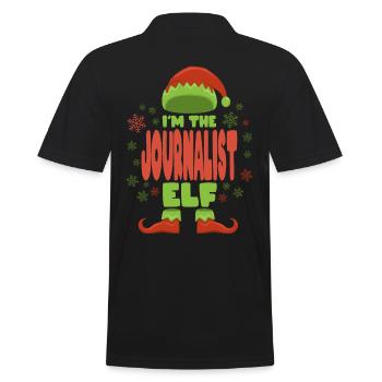 Journalist Weihnachtself - Männer Poloshirt - Schwarz - Hinten - Kai (181cm)
