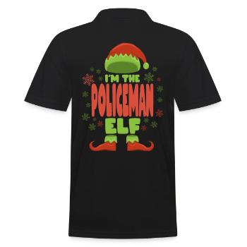 Polizist Weihnachtself - Männer Poloshirt - Schwarz - Hinten - Kai (181cm)