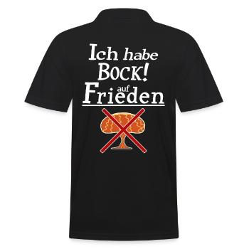 Ich habe Bock auf Frieden - Männer Poloshirt - Schwarz - Hinten - Kai (181cm)