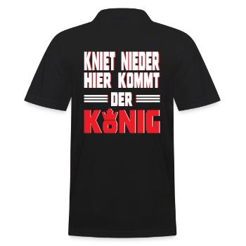 Funny saying Here comes the king gift idea - Men's Polo Shirt - black - Back - Kai (181cm)