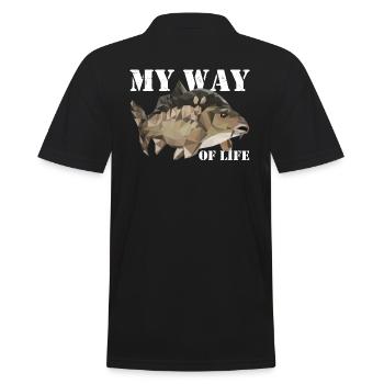Mirror carp - carp fishing - Men's Polo Shirt - black - Back - Kai (181cm)