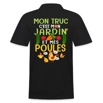 Mon truc c est mon jardin et mes poules - Polo Homme - noir - Dos - Kai (181cm)