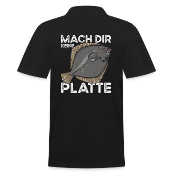 Mach Dir Keine Platte - Plattfisch Angeln - Männer Poloshirt - Schwarz - Hinten - Kai (181cm)