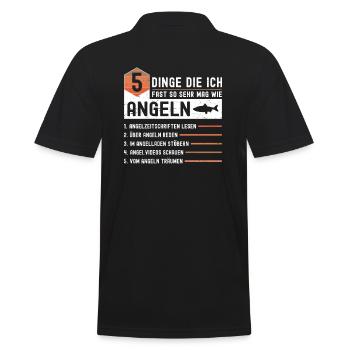 5 Dinge Die Ich Fast So Sehr Mag Wie Angeln - Männer Poloshirt - Schwarz - Hinten - Kai (181cm)