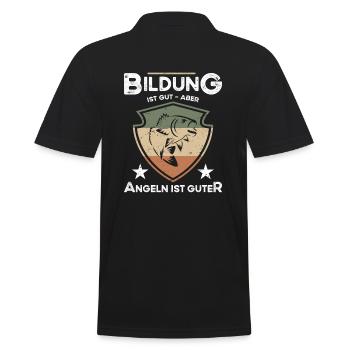 Bildung Ist Gut Aber Angeln Ist Guter - Männer Poloshirt - Schwarz - Hinten - Kai (181cm)