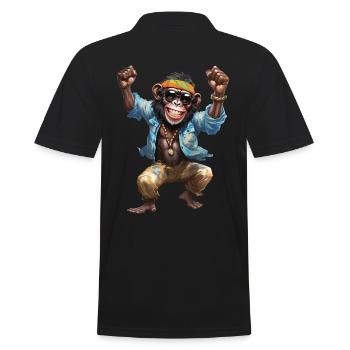 singe chimpanzé hippie fou avec des lunettes de soleil - Polo Homme - noir - Dos - Kai (181cm)