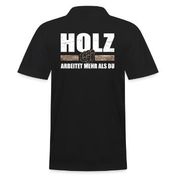 Lustiger Spruch Holz Arbeitet Tischler Holzfäller - Männer Poloshirt - Schwarz - Hinten - Kai (181cm)