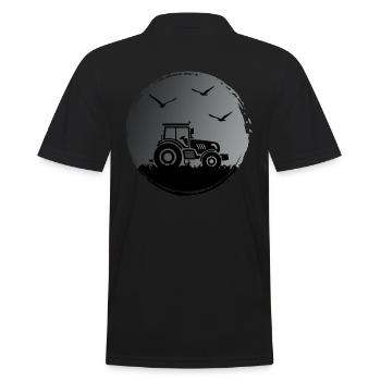Tracteur conducteur de tracteur « Récolte au clair de lune » - Polo Homme - noir - Dos - Kai (181cm)