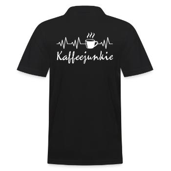 Kaffeejunkie Herzschlag EKG Puls Tasse Kaffee Love - Männer Poloshirt - Schwarz - Hinten - Kai (181cm)