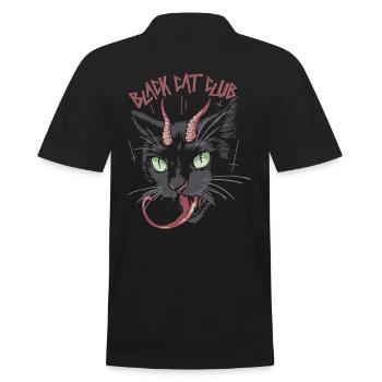 Black Cat Club - Schwarze Katze - Männer Poloshirt - Schwarz - Hinten - Kai (181cm)