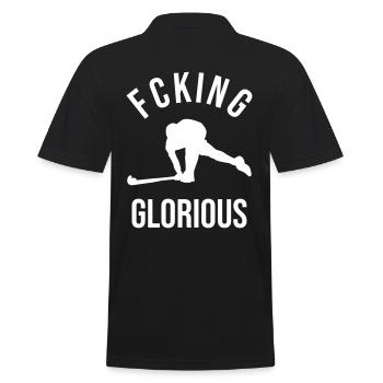 Feldhockey Spieler Geschenk - Männer Poloshirt - Schwarz - Hinten - Kai (181cm)
