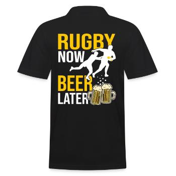 Rugby Bier Geschenk Rugby Spieler Geschenk - Männer Poloshirt - Schwarz - Hinten - Kai (181cm)