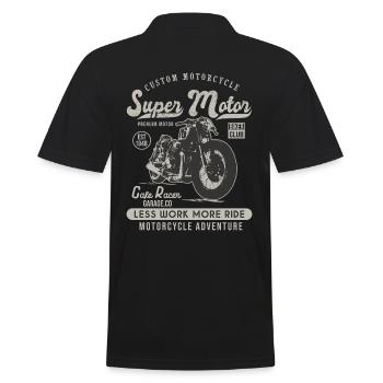 super motor racer motorcycle custom vintage motorcycle - Men's Polo Shirt - black - Back - Kai (181cm)