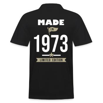MADE IN 1973 Jahrgang 1973 Jubiläum 50 Jahre - Männer Poloshirt - Schwarz - Hinten - Kai (181cm)