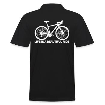 Bike - LIFE IS A BEAUTIFUL RIDE - Men's Polo Shirt - black - Back - Kai (181cm)