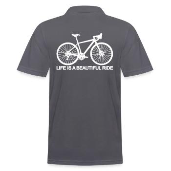 Vélo - LA VIE EST UNE BELLE BALADE - Polo Homme - charbon - Dos - Nico (186cm)
