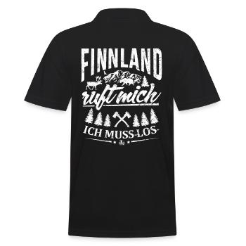 Finnland ruft mich - Ich muss los - Männer Poloshirt - Schwarz - Hinten - Kai (181cm)