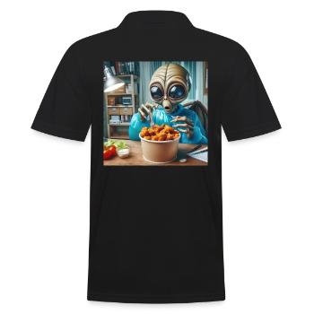Alien découvre de délicieuses ailes de poulet - Polo Homme - noir - Dos - Kai (181cm)