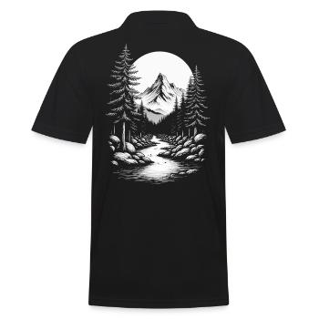 Landscape Nature Mountains Forest Trees Tree River Mountain - Men's Polo Shirt - black - Back - Kai (181cm)